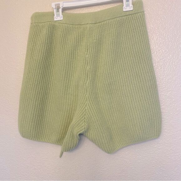 Reformation Sanzo Sweater knit green drawstring pull on lounge wear Shorts M - Picture 3 of 9